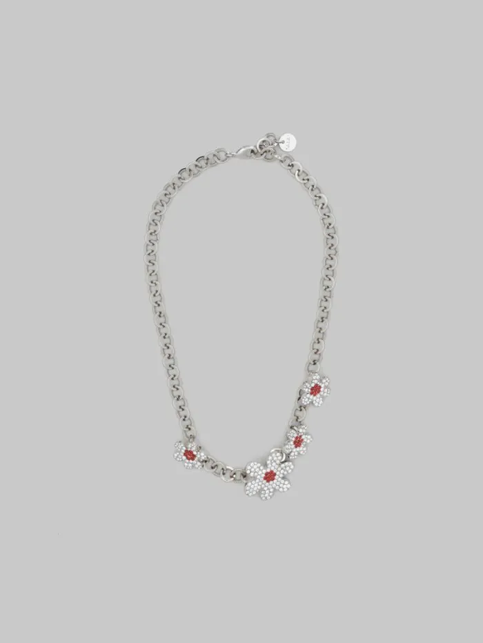Women Marni Necklaces Palladium Round Link Chain Necklace With Daisy Charms