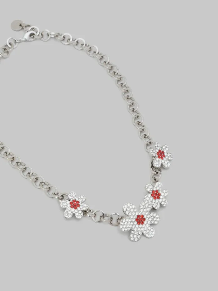 Women Marni Necklaces Palladium Round Link Chain Necklace With Daisy Charms