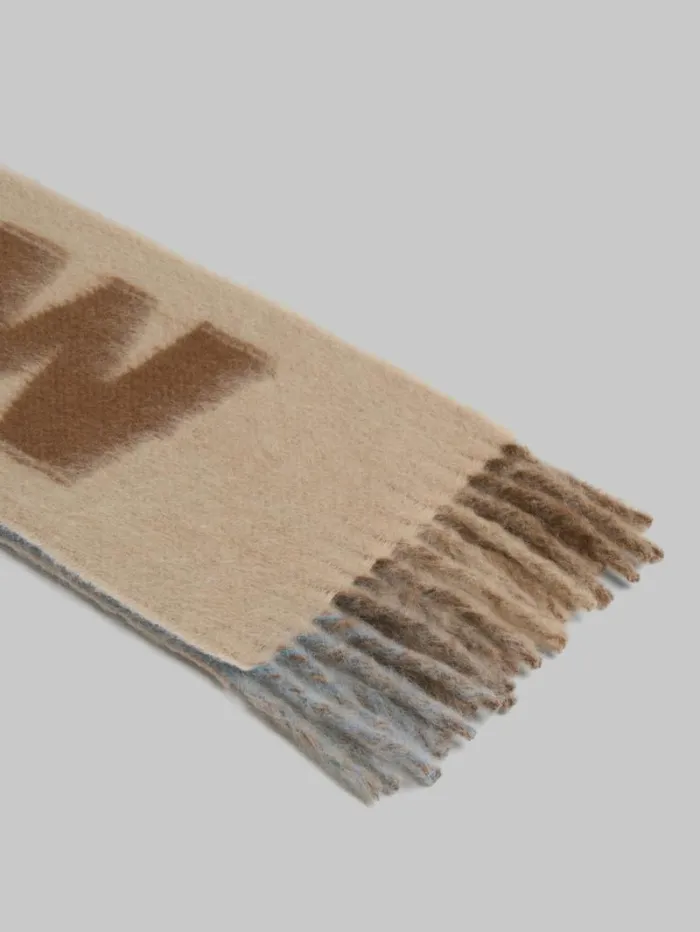 Women Marni Scarves Brown Mohair And Wool Scarf With Maxi Logo