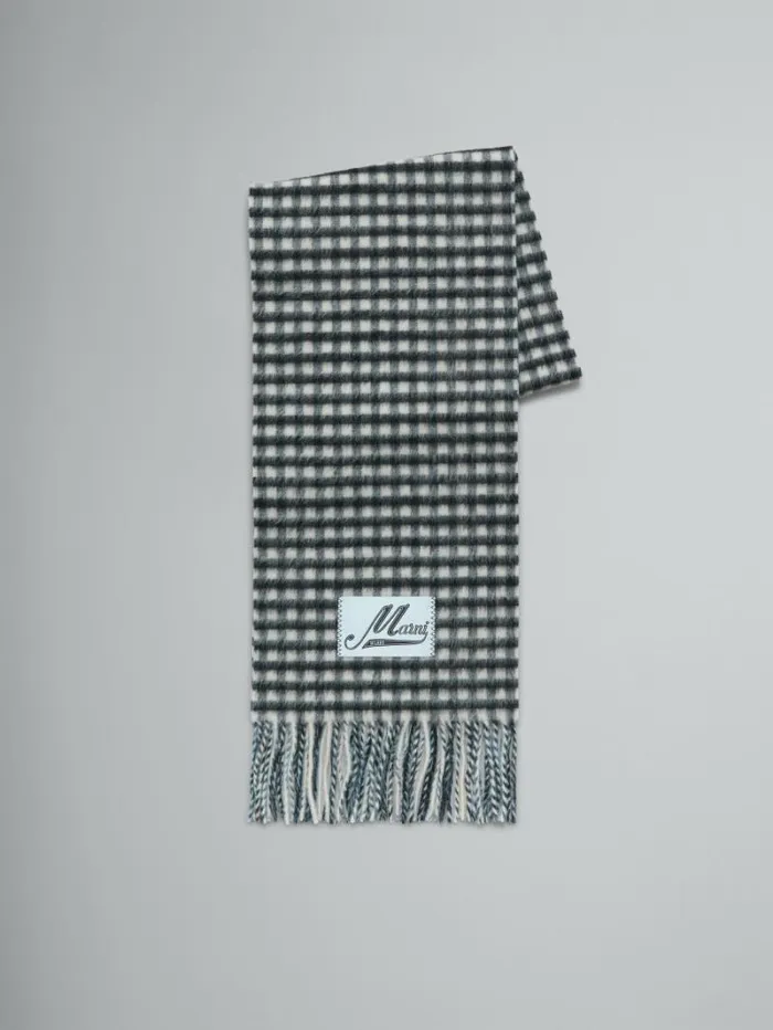 Women Marni Scarves Double Check Wool And Mohair Black And White Scarf