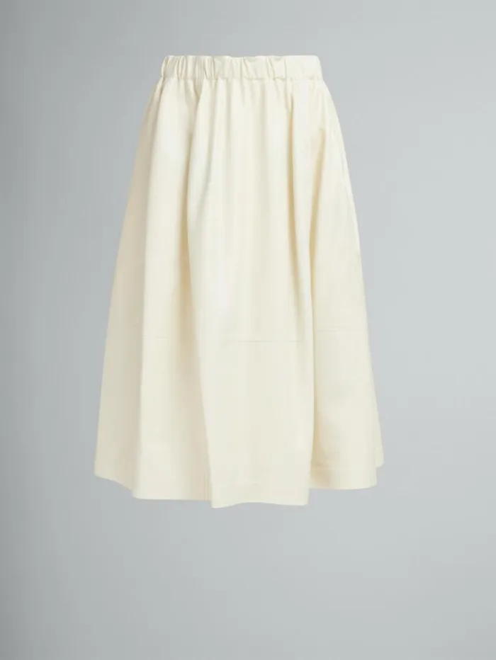 Women Marni Skirts Cream Nappa Leather Elasticated Midi Skirt