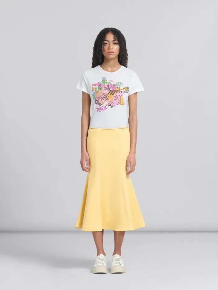 Women Marni Skirts Yellow Organic Denim Mermaid Skirt With Contrast Stitching