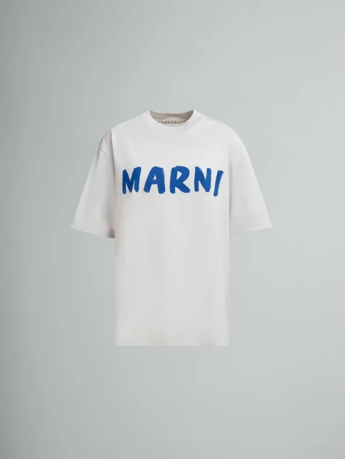 Women Marni Tops and Tshirts Grey Organic Cotton Boxy TShirt With Logo