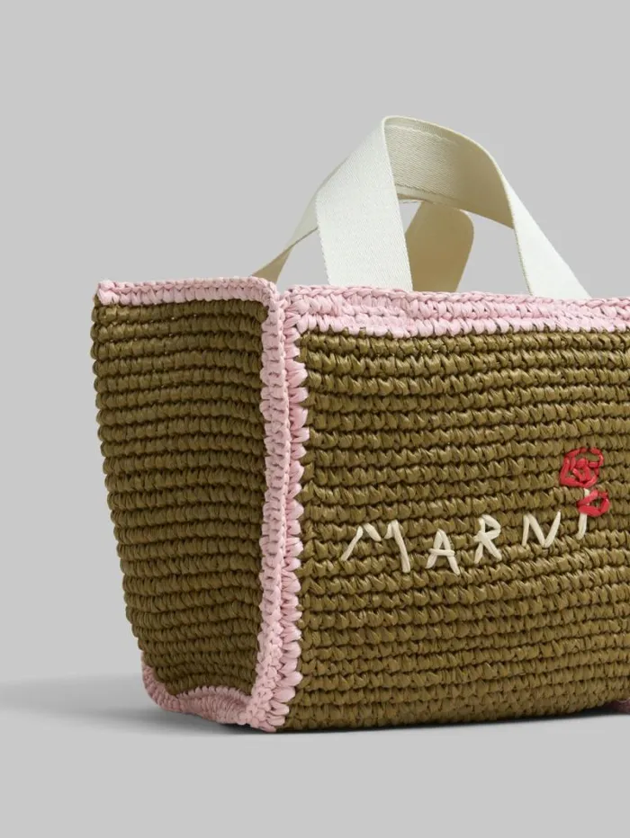 Women Marni Tote Bags Green Macram Sillo Small Shopper
