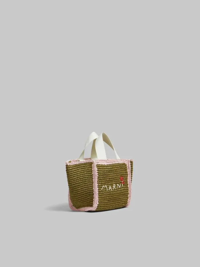 Women Marni Tote Bags Green Macram Sillo Small Shopper