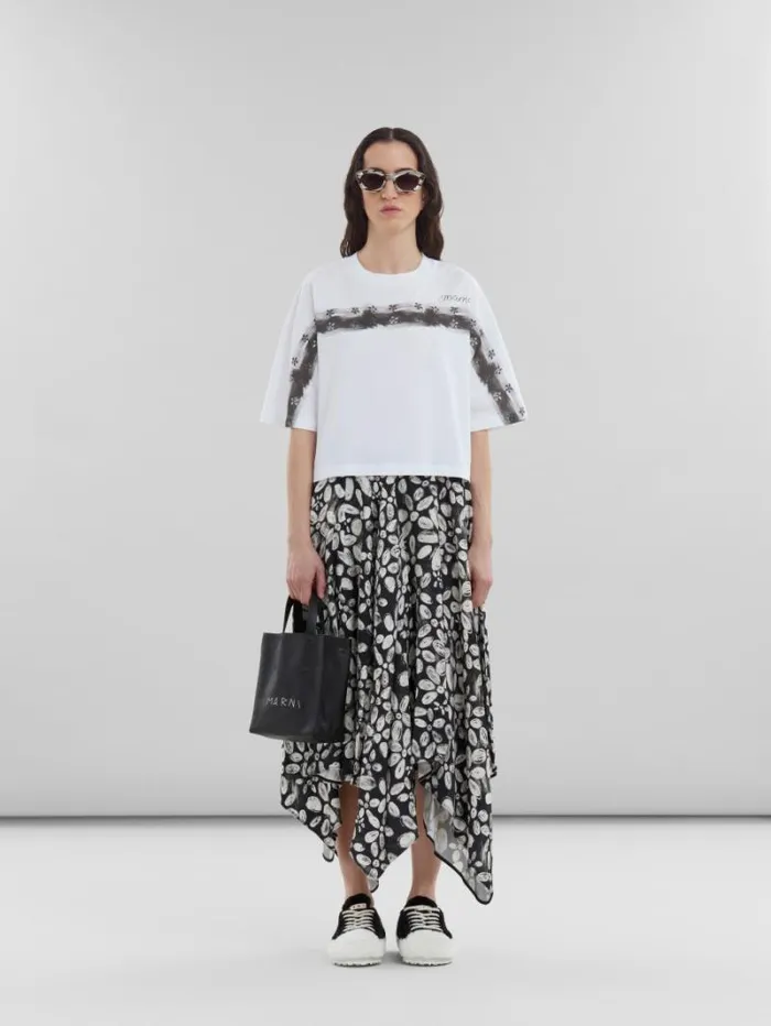 Women Marni Tote Bags Museo Soft Mini Bag In Black Leather With Marni Mending