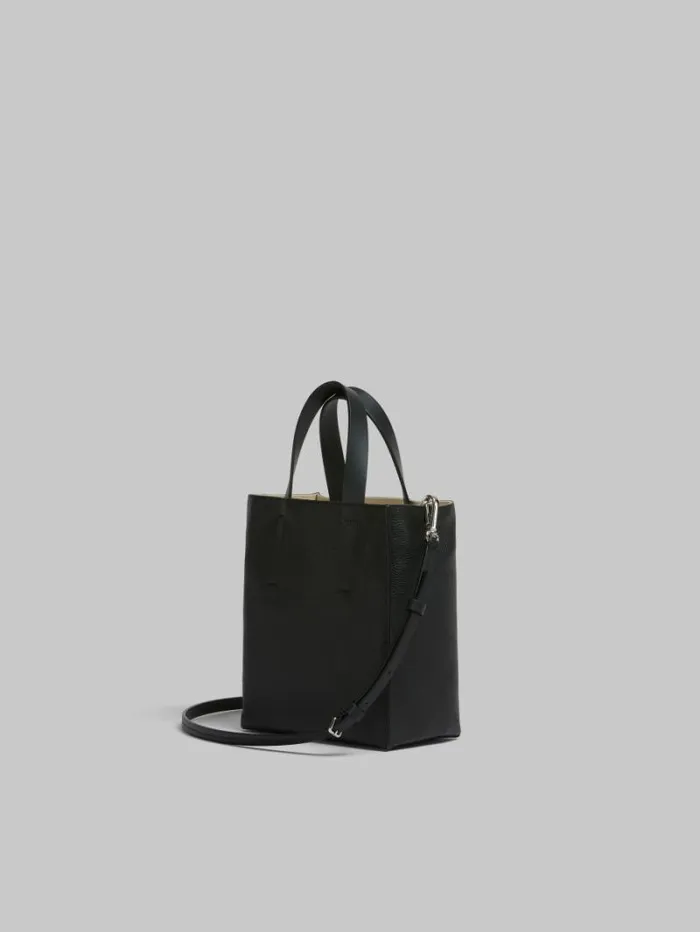 Women Marni Tote Bags Museo Soft Mini Bag In Black Leather With Marni Mending
