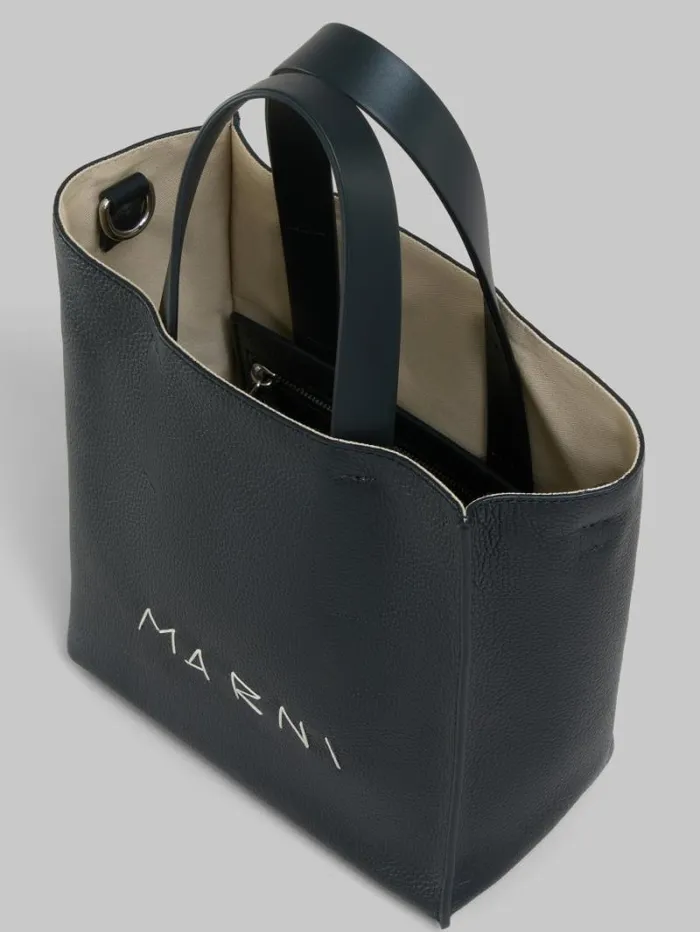 Women Marni Tote Bags Museo Soft Mini Bag In Black Leather With Marni Mending