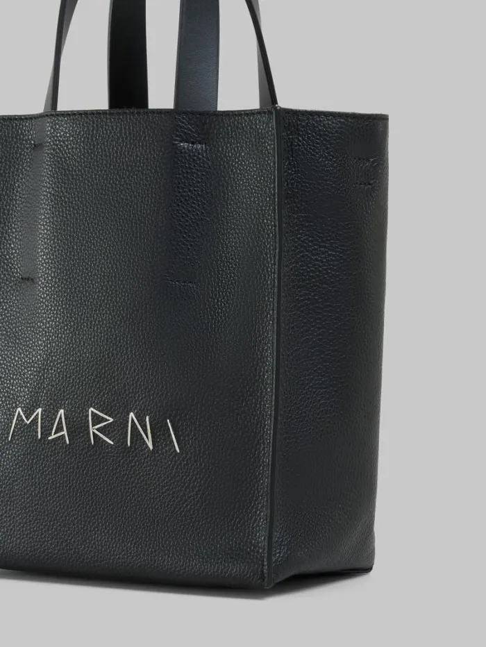 Women Marni Tote Bags Museo Soft Mini Bag In Black Leather With Marni Mending
