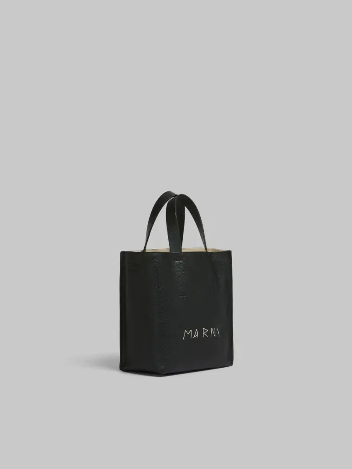 Women Marni Tote Bags Museo Soft Mini Bag In Black Leather With Marni Mending