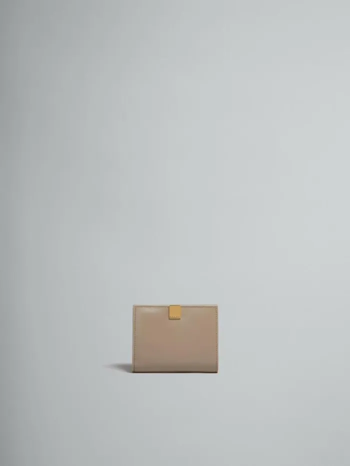 Women Marni Wallets and Small Leather Goods Beige Leather Trifold Prisma Wallet