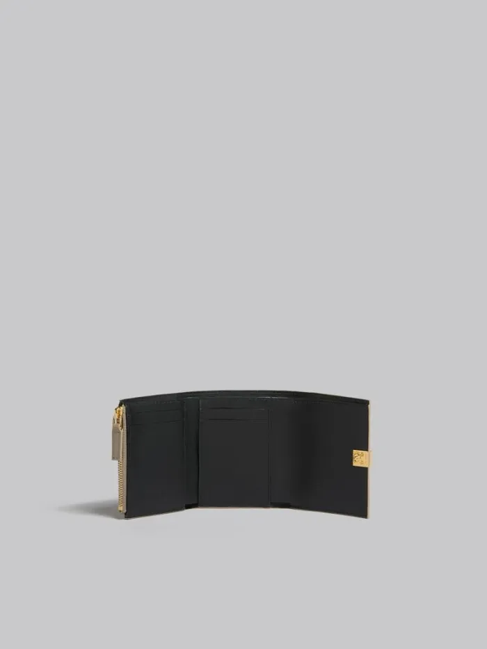 Women Marni Wallets and Small Leather Goods Beige Leather Trifold Prisma Wallet