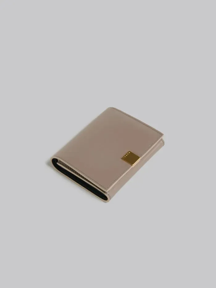 Women Marni Wallets and Small Leather Goods Beige Leather Trifold Prisma Wallet