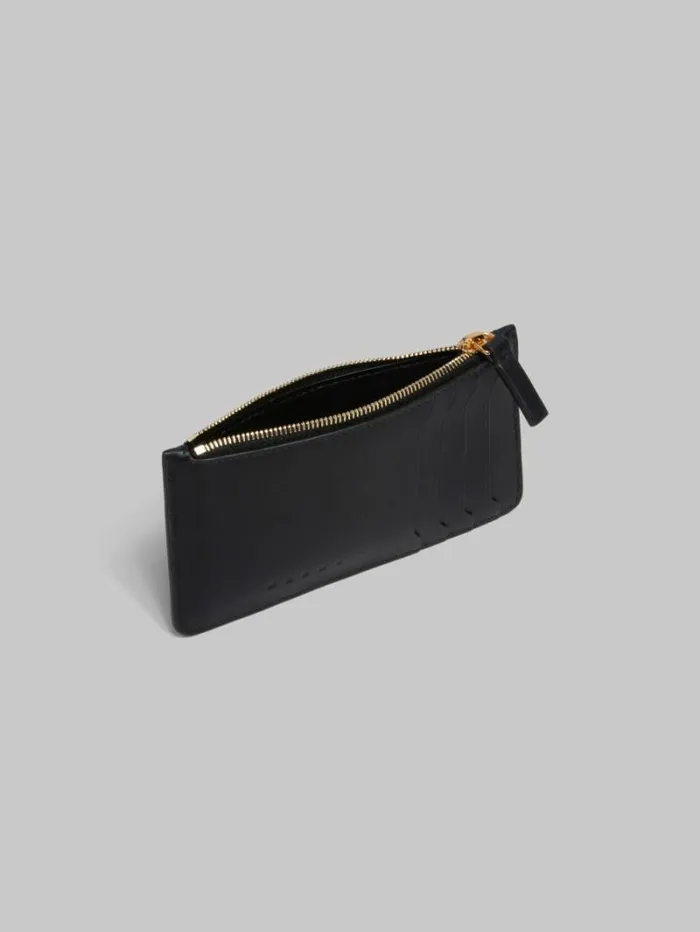 Women Marni Wallets and Small Leather Goods Black Leather Card Case