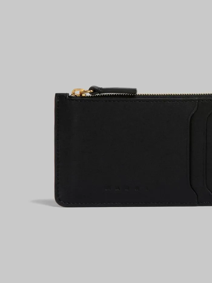 Women Marni Wallets and Small Leather Goods Black Leather Card Case