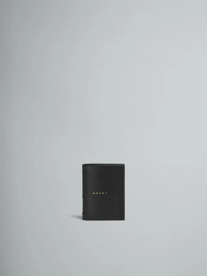 Women Marni Wallets and Small Leather Goods Black Saffiano Leather BiFold Wallet