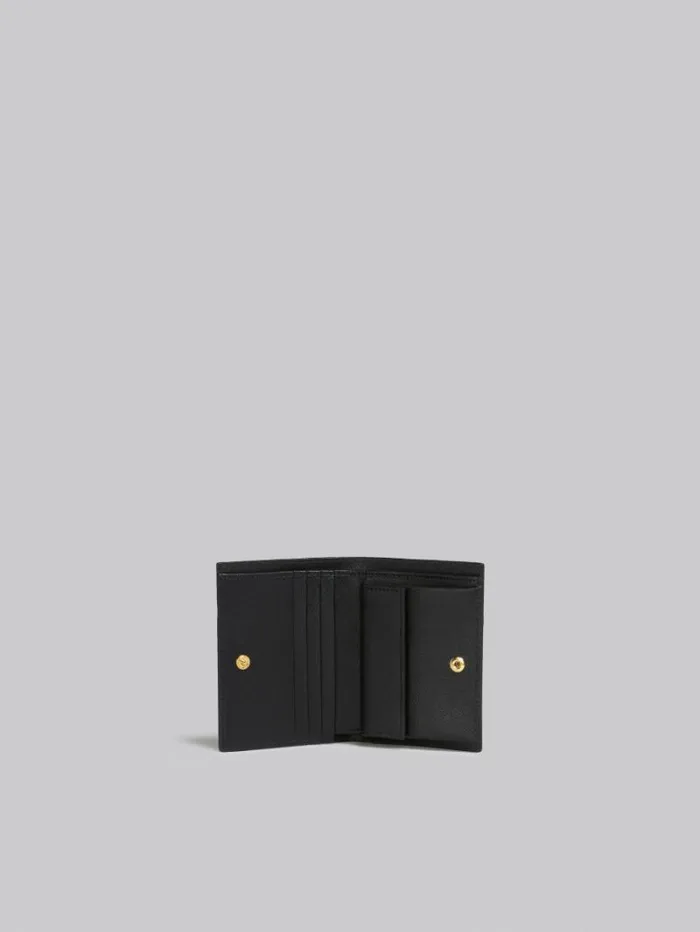 Women Marni Wallets and Small Leather Goods Black Saffiano Leather BiFold Wallet