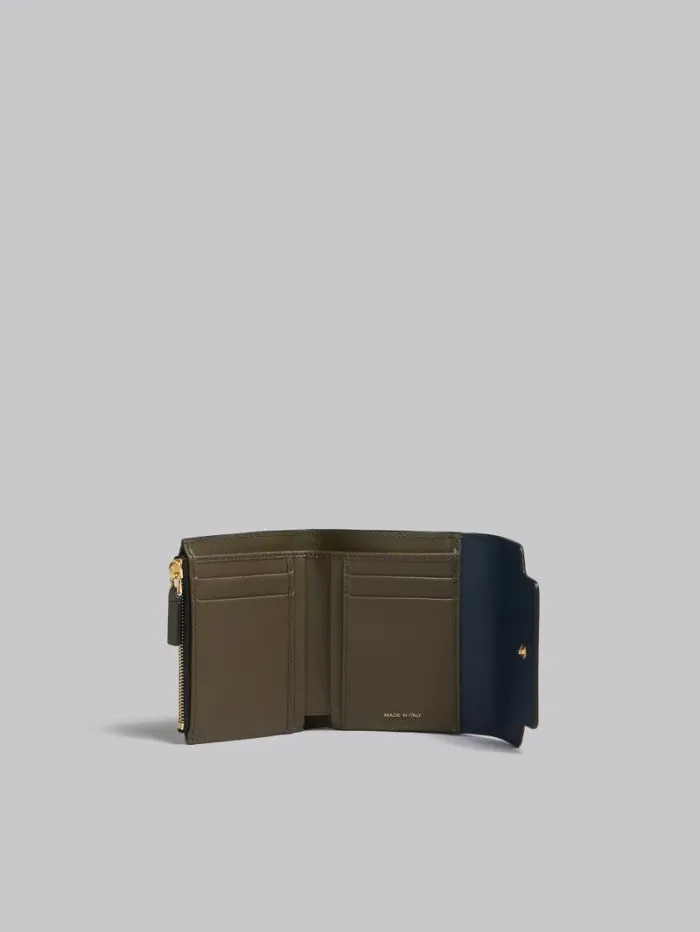 Women Marni Wallets and Small Leather Goods Blue White And Green Saffiano Leather Wallet