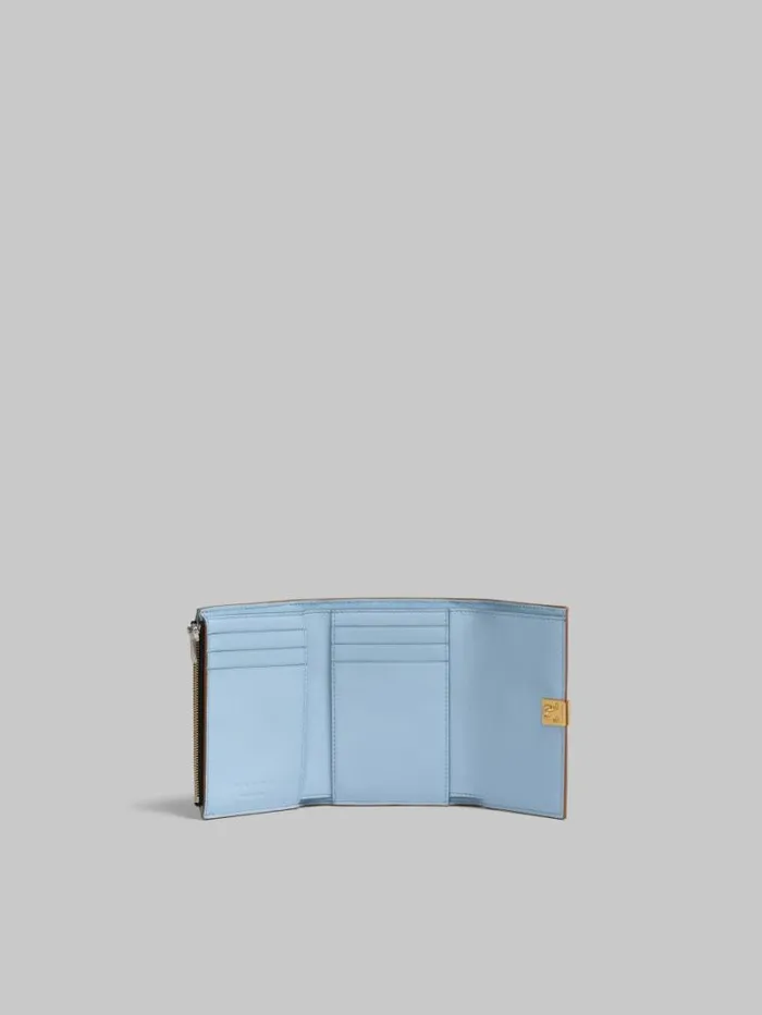 Women Marni Wallets and Small Leather Goods Brown Leather Trifold Prisma Wallet
