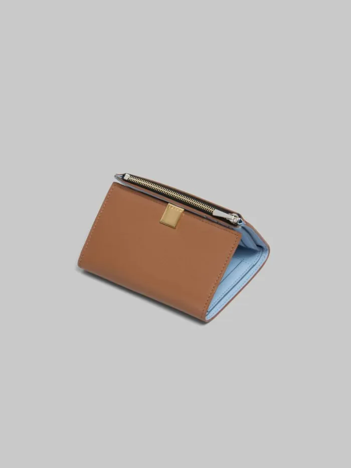 Women Marni Wallets and Small Leather Goods Brown Leather Trifold Prisma Wallet