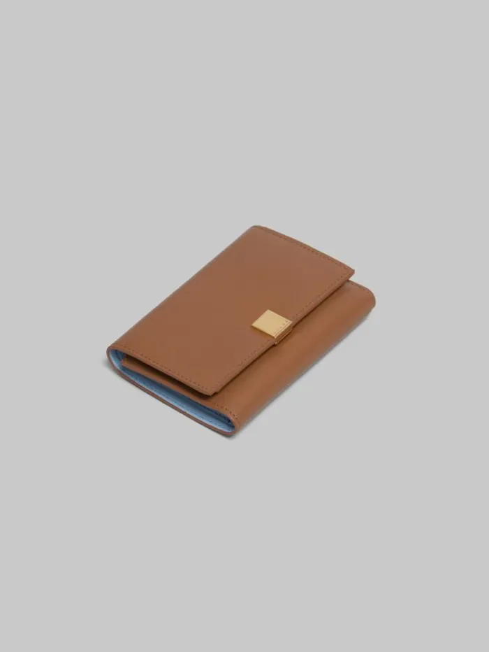 Women Marni Wallets and Small Leather Goods Brown Leather Trifold Prisma Wallet