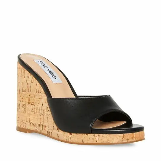 Women MARVELOUS BLACK LEATHER Black Leather Steve Madden Sandals Women MARVELOUS BLACK LEATHER Black Leather Steve Madden Sandals
