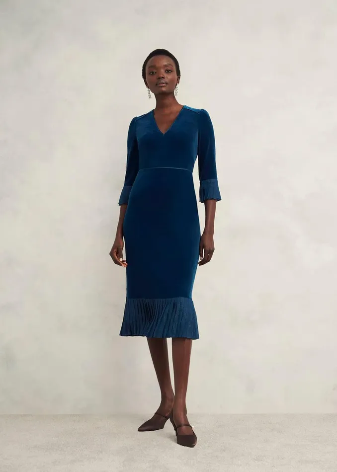 Women Mary Velvet Dress Riverside Blue Hobbs Dresses and Jumpsuits