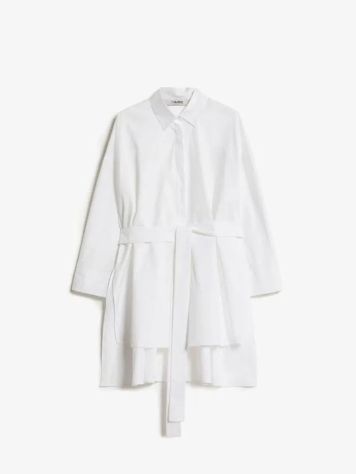 Women Max Mara Blouses Poplin Shirt With Belt White