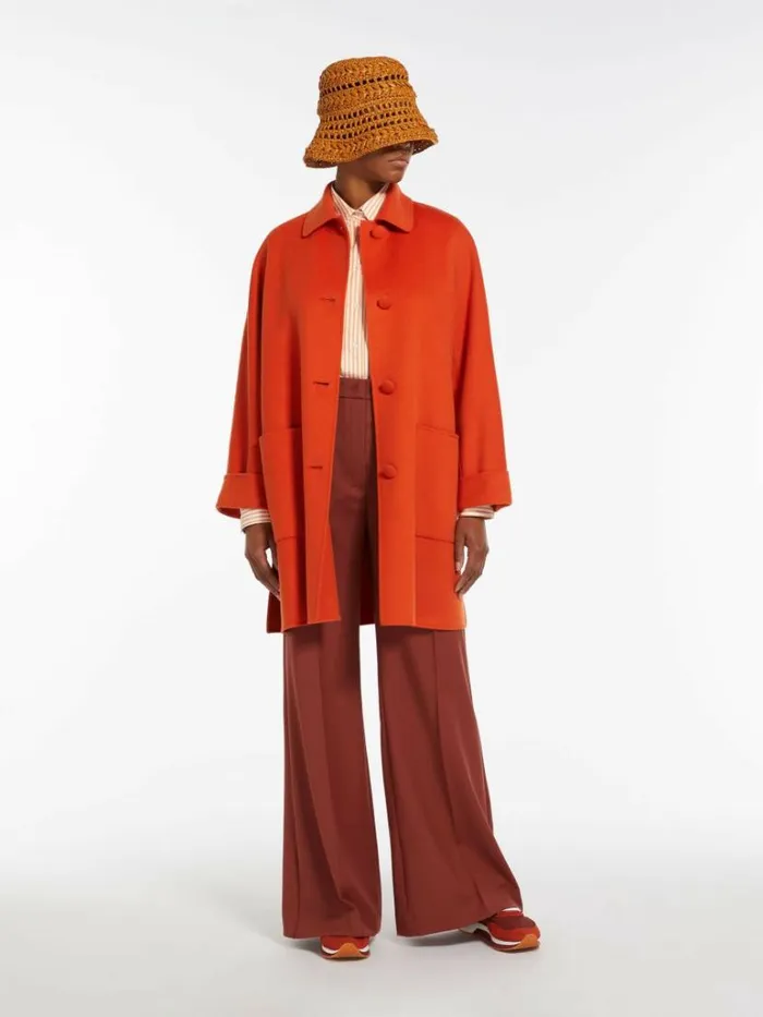 Women Max Mara Blouses Striped Cotton Shirt Orange
