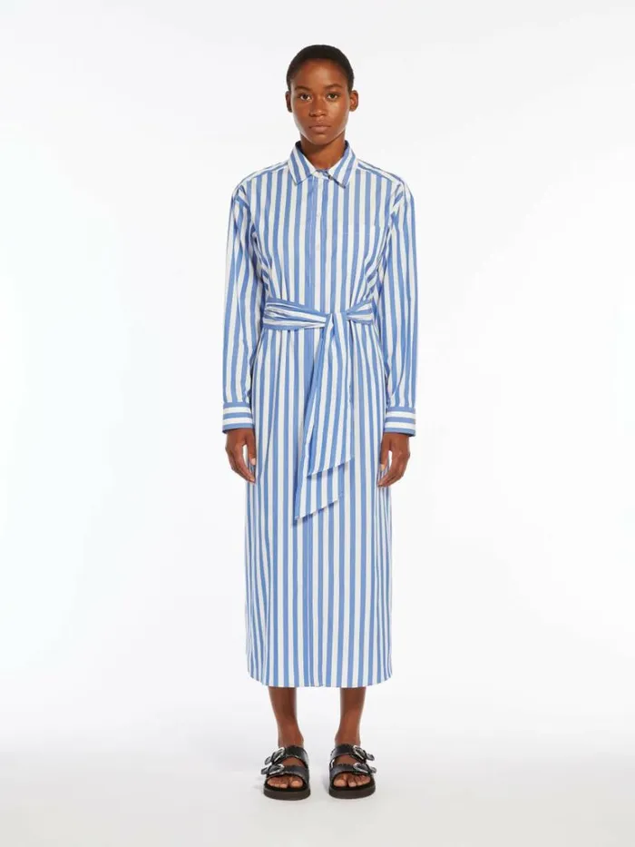 Women Max Mara Dresses Cotton Poplin Dress Light Blue