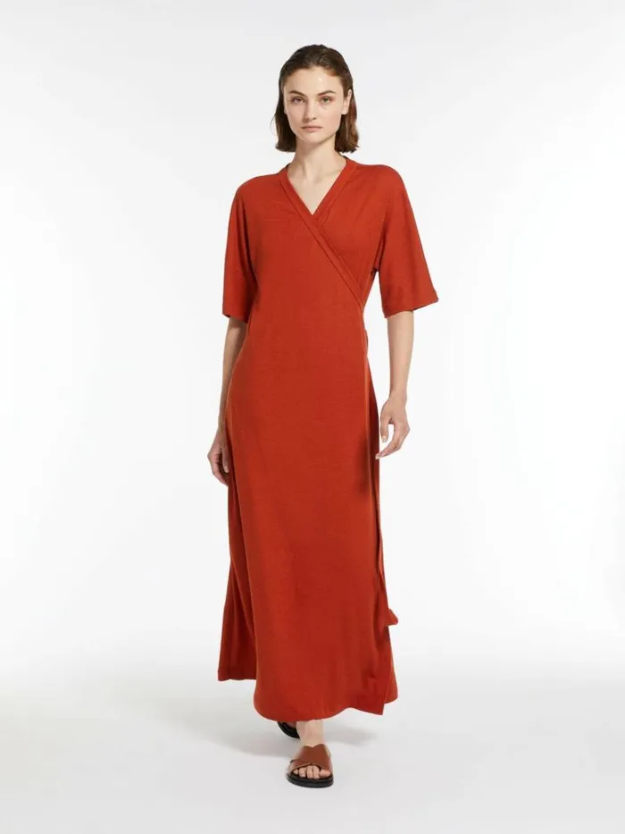 Women Max Mara Dresses Linen And Viscose Jersey Dress Terra Cotta