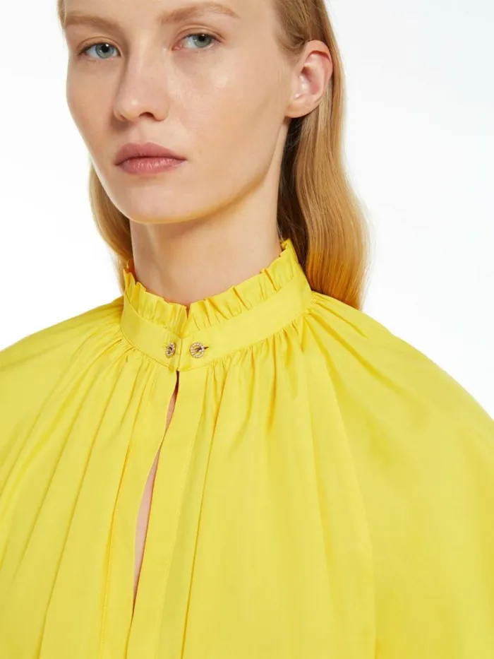 Women Max Mara Dresses Poplin Mini Dress With Flounce Yellow