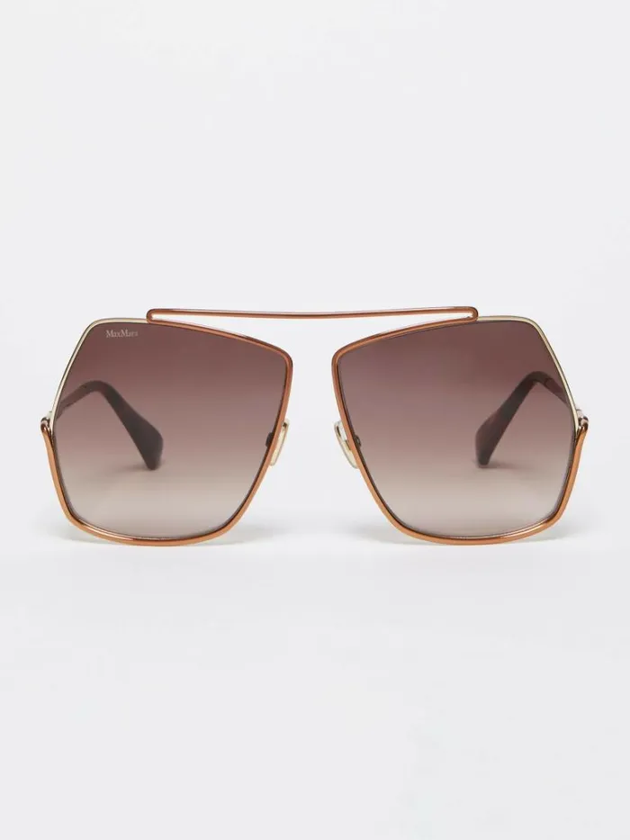 Women Max Mara Eyewear Oversized Metallic Sunglasses Brown