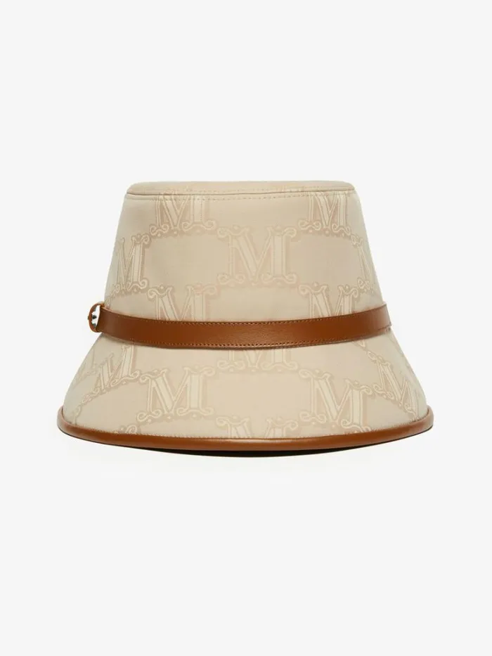 Women Max Mara Hats Jacquard Cotton Bucket Hat Beige