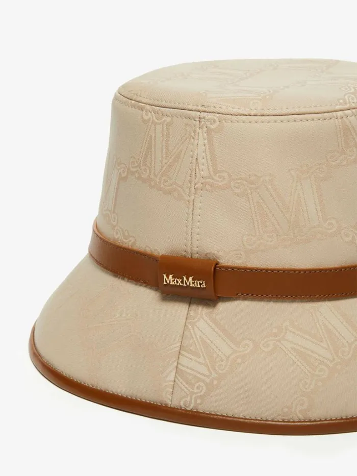 Women Max Mara Hats Jacquard Cotton Bucket Hat Beige