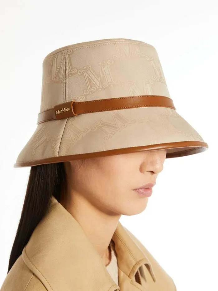 Women Max Mara Hats Jacquard Cotton Bucket Hat Beige