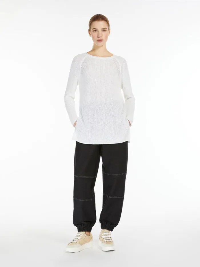 Women Max Mara Knitwear Cotton And Linen Yarn Sweater White