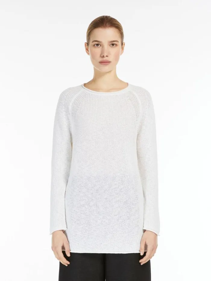 Women Max Mara Knitwear Cotton And Linen Yarn Sweater White