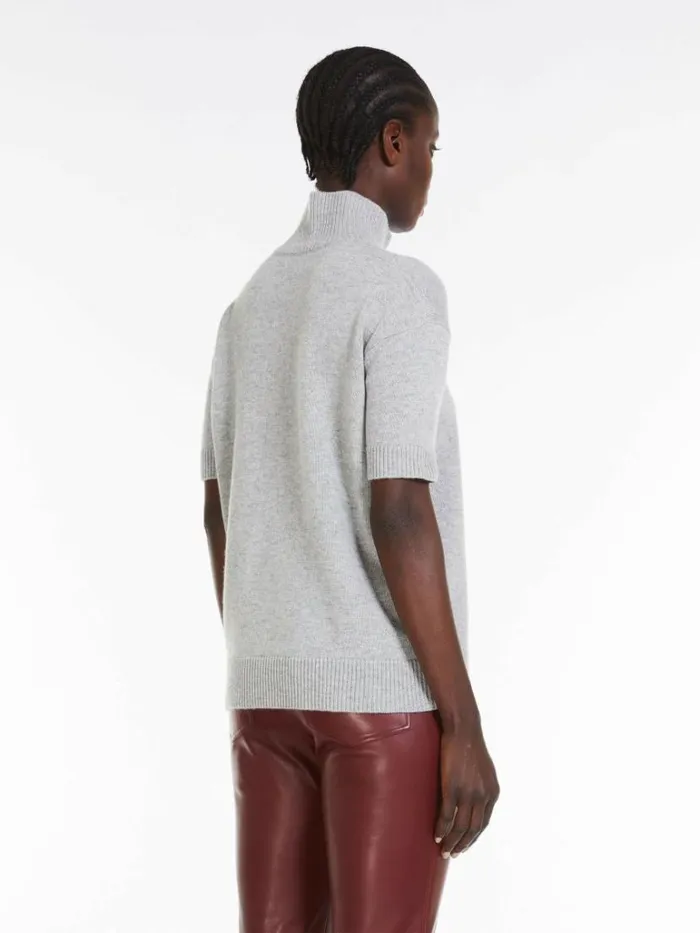 Women Max Mara Knitwear Wool And Cashmere Poloneck Sweater Light Grey