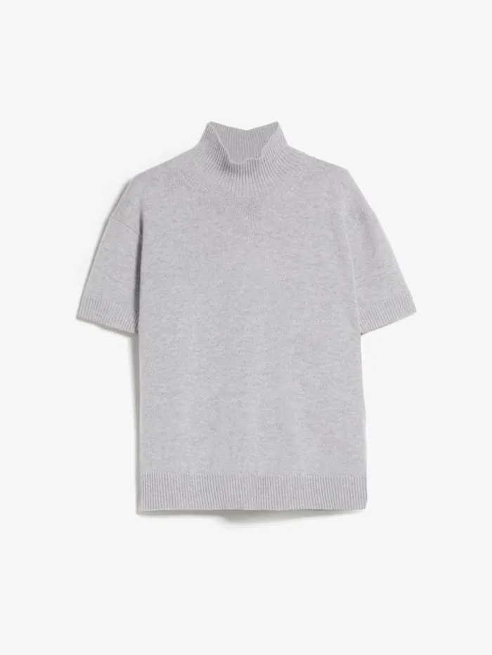 Women Max Mara Knitwear Wool And Cashmere Poloneck Sweater Light Grey