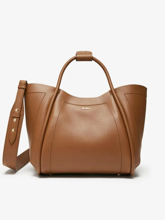 Women Max Mara Marine Bag Small Leather Marine Bag Tobacco