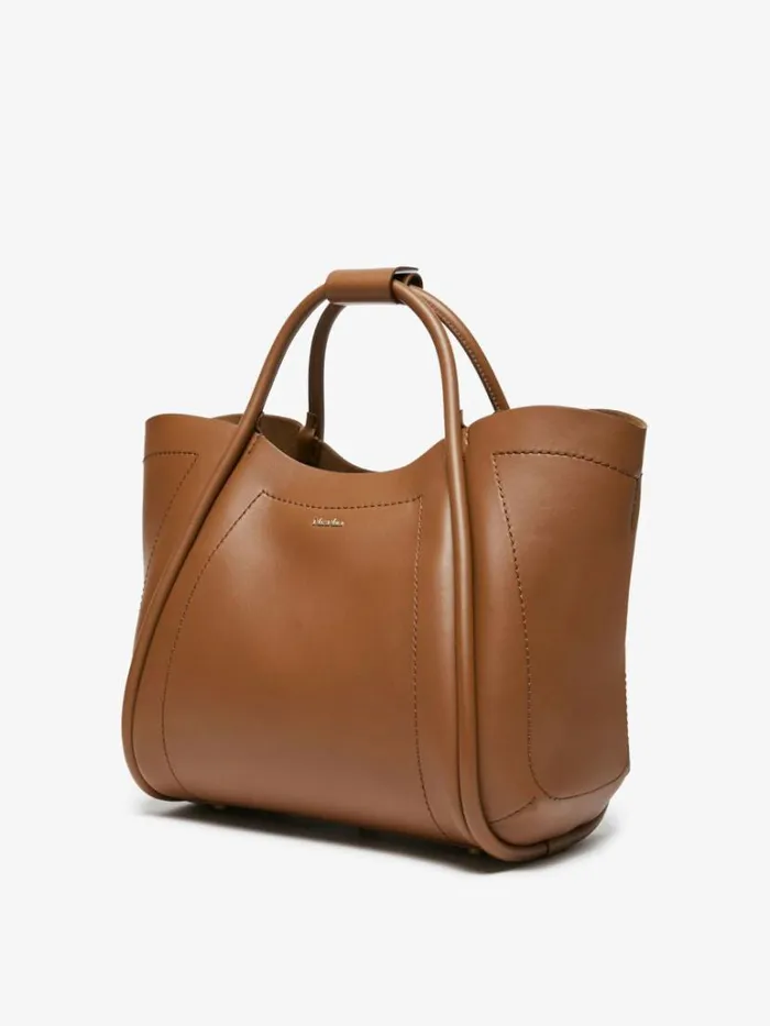 Women Max Mara Marine Bag Small Leather Marine Bag Tobacco