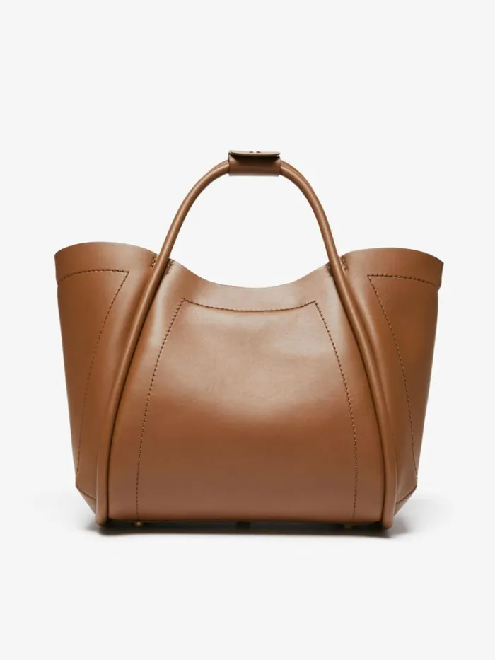 Women Max Mara Marine Bag Small Leather Marine Bag Tobacco