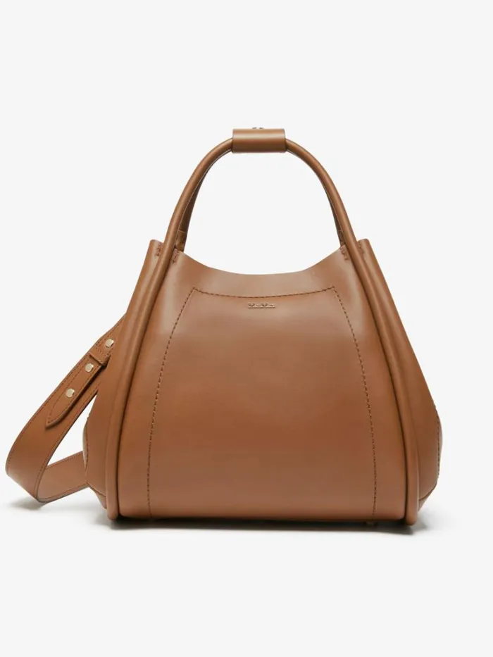 Women Max Mara Marine Bag Small Leather Marine Bag Tobacco