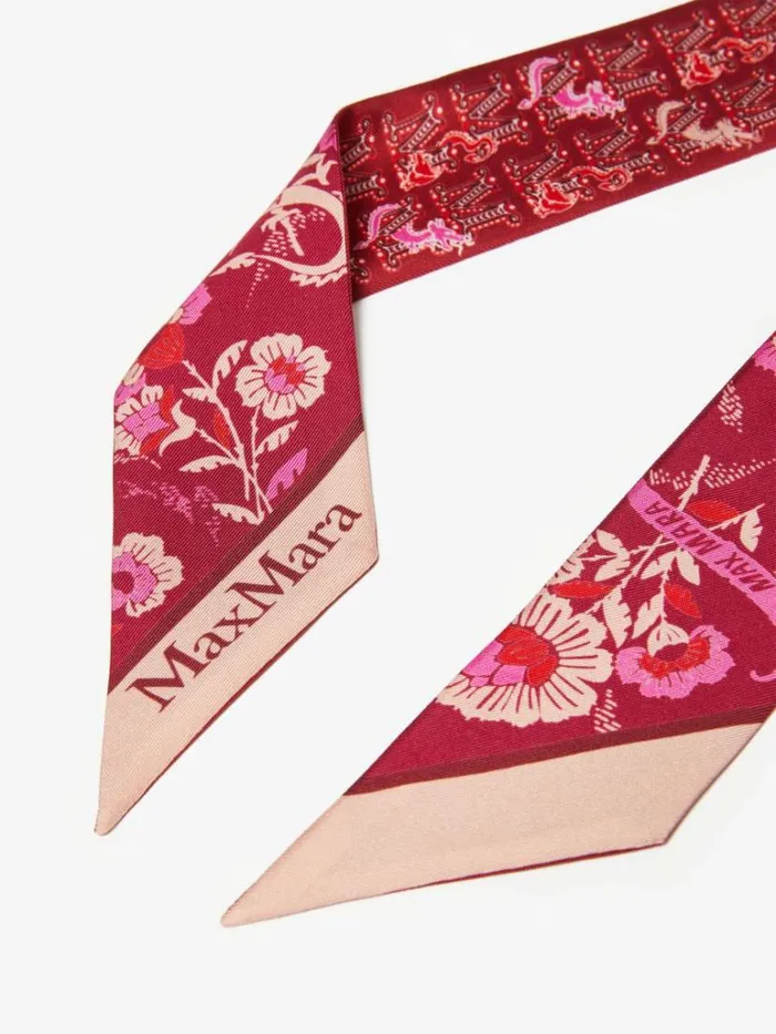 Women Max Mara Scarves And Foulards Printed Silk Bandeau Dark Red