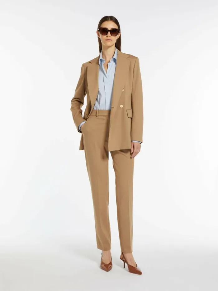 Women Max Mara Suit Milano Jersey Trousers Camel