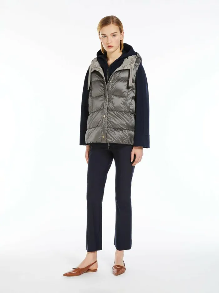 Women Max Mara The Cube 8211 Cameluxe Reversible Gilet In Waterresistant Fabric Medium Grey
