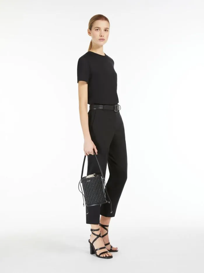 Women Max Mara Tops And Tshirts Cotton Tshirt With Pocket Black