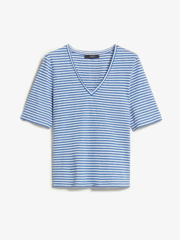 Women Max Mara Tops And Tshirts Linen Jersey Tshirt Cornflower Blue