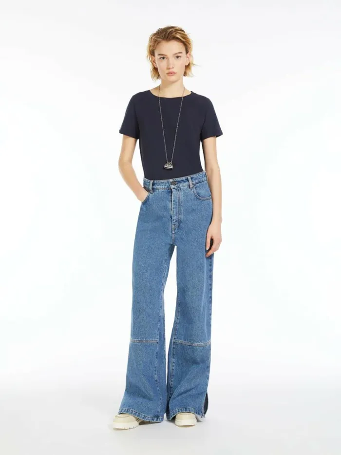 Women Max Mara Tops And Tshirts Straightfit Organic Cotton Tshirt Navy